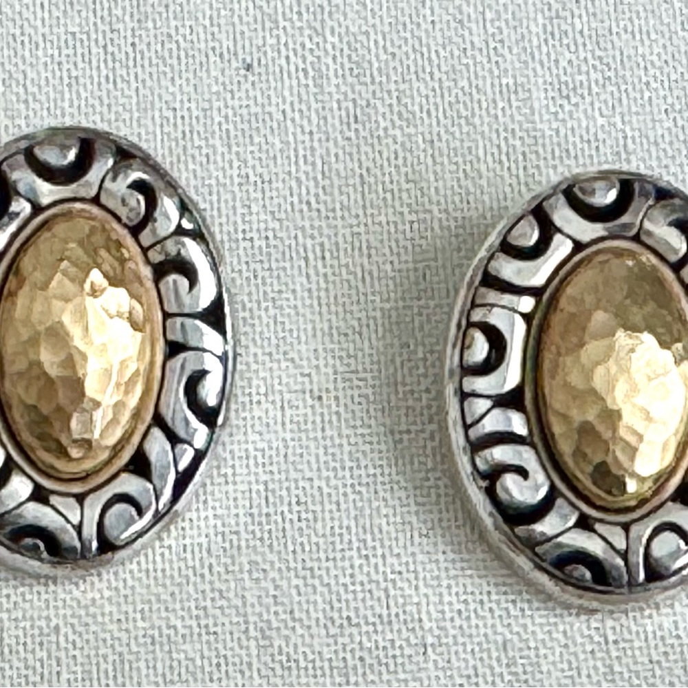 Brighton Silver and Gold Oval Earrings